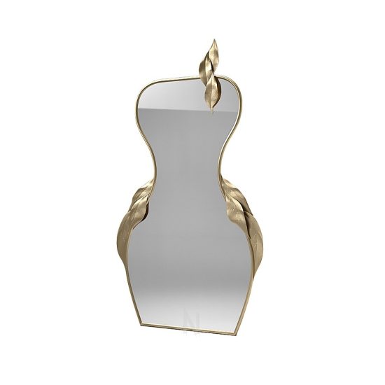altın çerçeveli modern duvar aynası, Miss Mirror Leaf ayna tasarımı