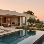 Modern lüks villa tasarımı, sonsuzluk havuzu ve deniz manzaralı teras alanı